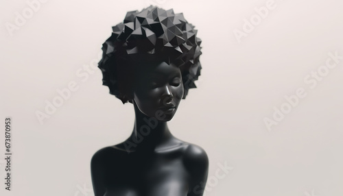 3d statue sillhouette of a black afro model