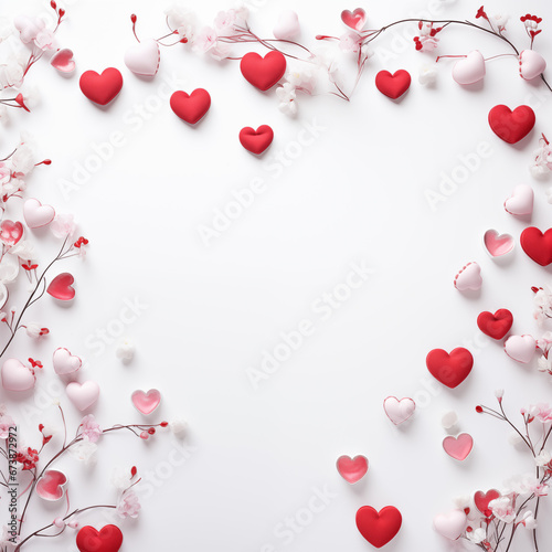 White Background with hearts - Valentines Day.