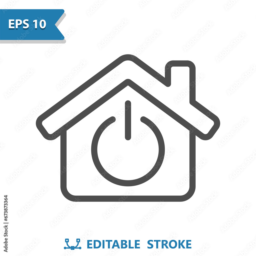 House Icon. Smart Home, Power Button, On, Off House Icon. Smart Home, Power Button, On, Off