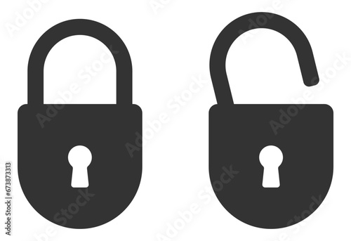 Lock icon vector. Unlock symbol flat design