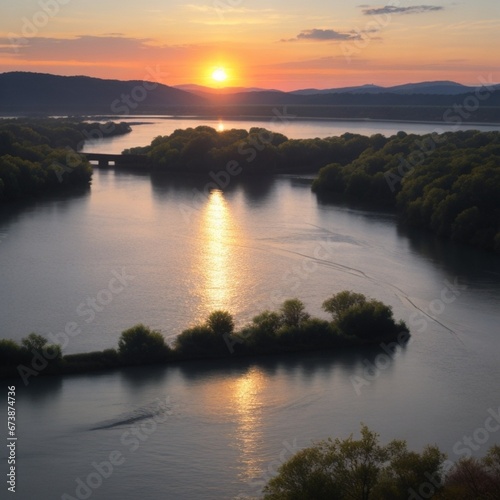 sunset over the river