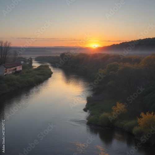 sunrise over the river