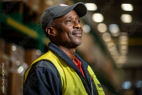 The man is a professional storekeeper. Top professions concept. Portrait with selective focus and copy space