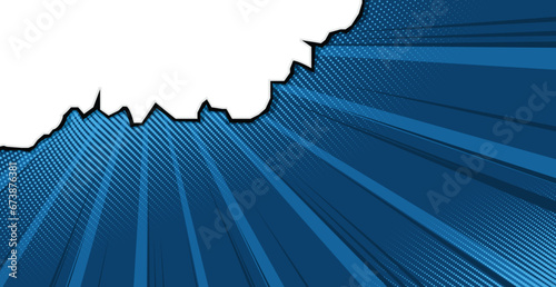 comic cartoon with torn paper on blue background