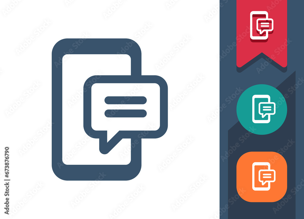 Smartphone Icon. Mobile Phone, Telephone, Phone Call, Texting, Chat Bubble, Text Message