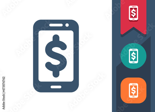 Smartphone Icon. Mobile Phone, Telephone, Money, Mobile Banking, Dollar © 13ree_design