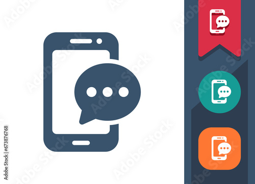 Smartphone Icon. Mobile Phone, Telephone, Phone Call, Chat Bubble, Text Message, Texting
