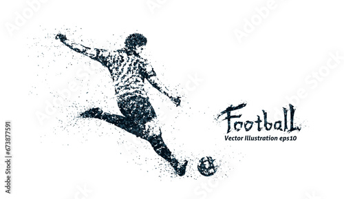 点描画風のサッカーのシルエット、2色のベクターイラストレーション