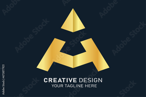 Modern letter H creative pyramid shape logo