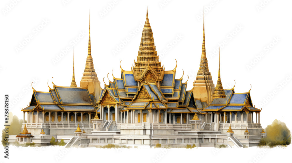 Fototapeta premium thailand's wat phra kaew temple in Bangkok on transparent background