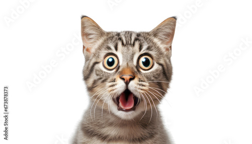 surprised british kitten isolated on transparent background cutout