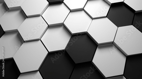 abstract high-tech black and white hexagon background. generative ai © Ahtesham