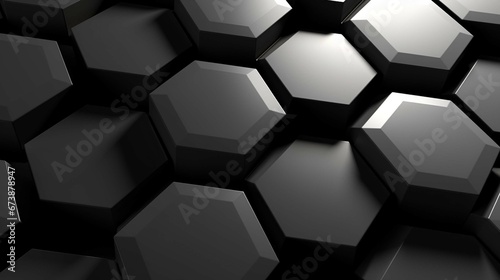 abstract high-tech black and white hexagon background. generative ai