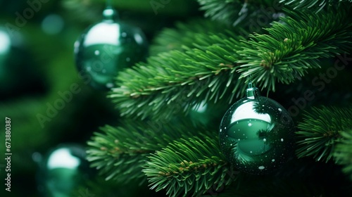 Macro Christmas tree background. generative ai