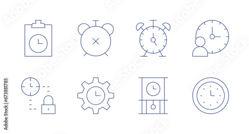 Clock icons. Editable stroke. Containing time management, alarm clock, clock, alarm, time, wall clock.