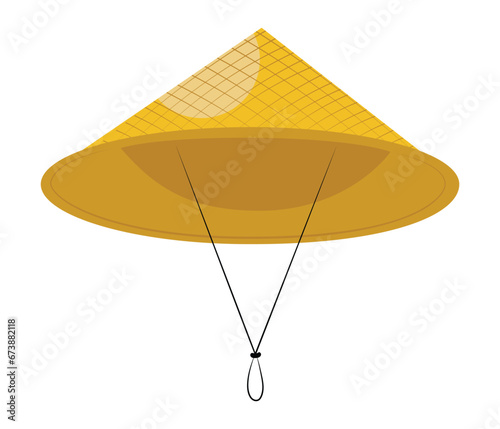 Asian conical sun hat, or sedge, rice hat. Isolated vector illustration