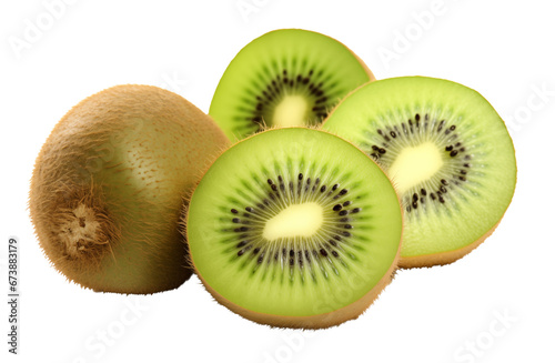 A kiwi fruit cut in half - isolated on transparent background