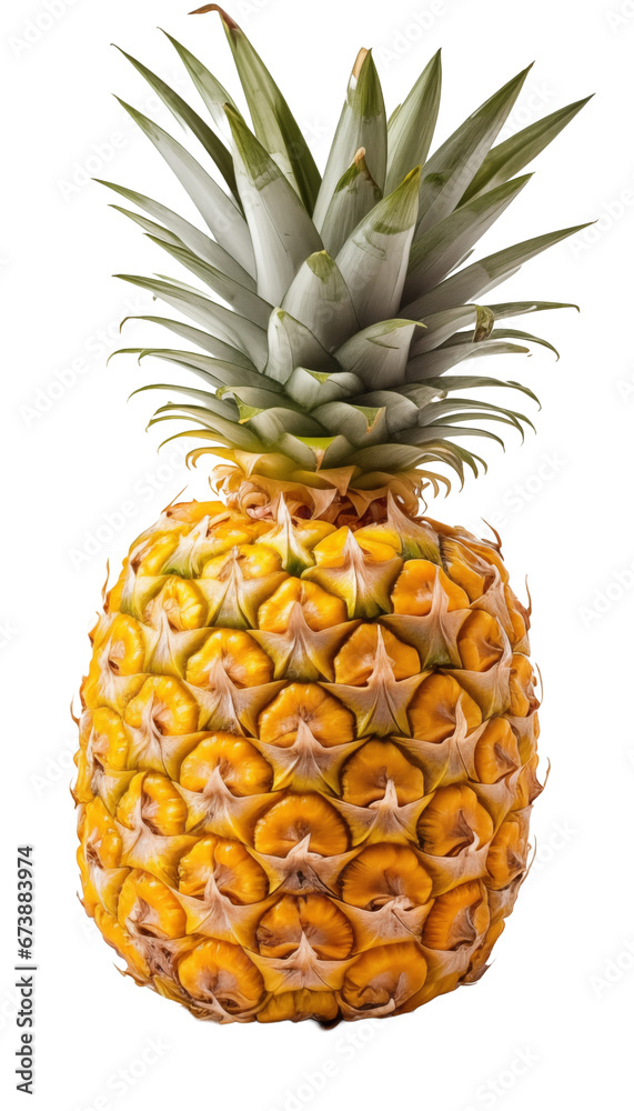 A pineapple with green leaves - isolated on transparent background