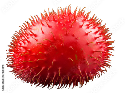 A red round object with spikes - isolated on transparent background © 123dartist