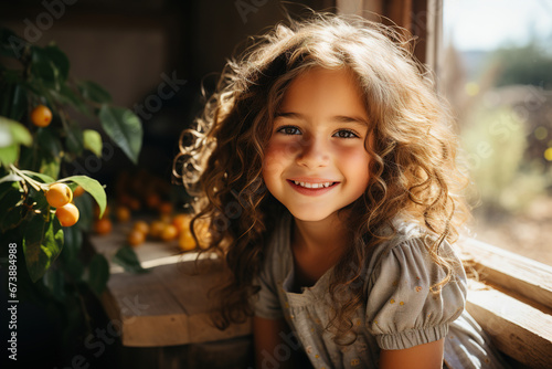 Sweet little girl with curly hair
