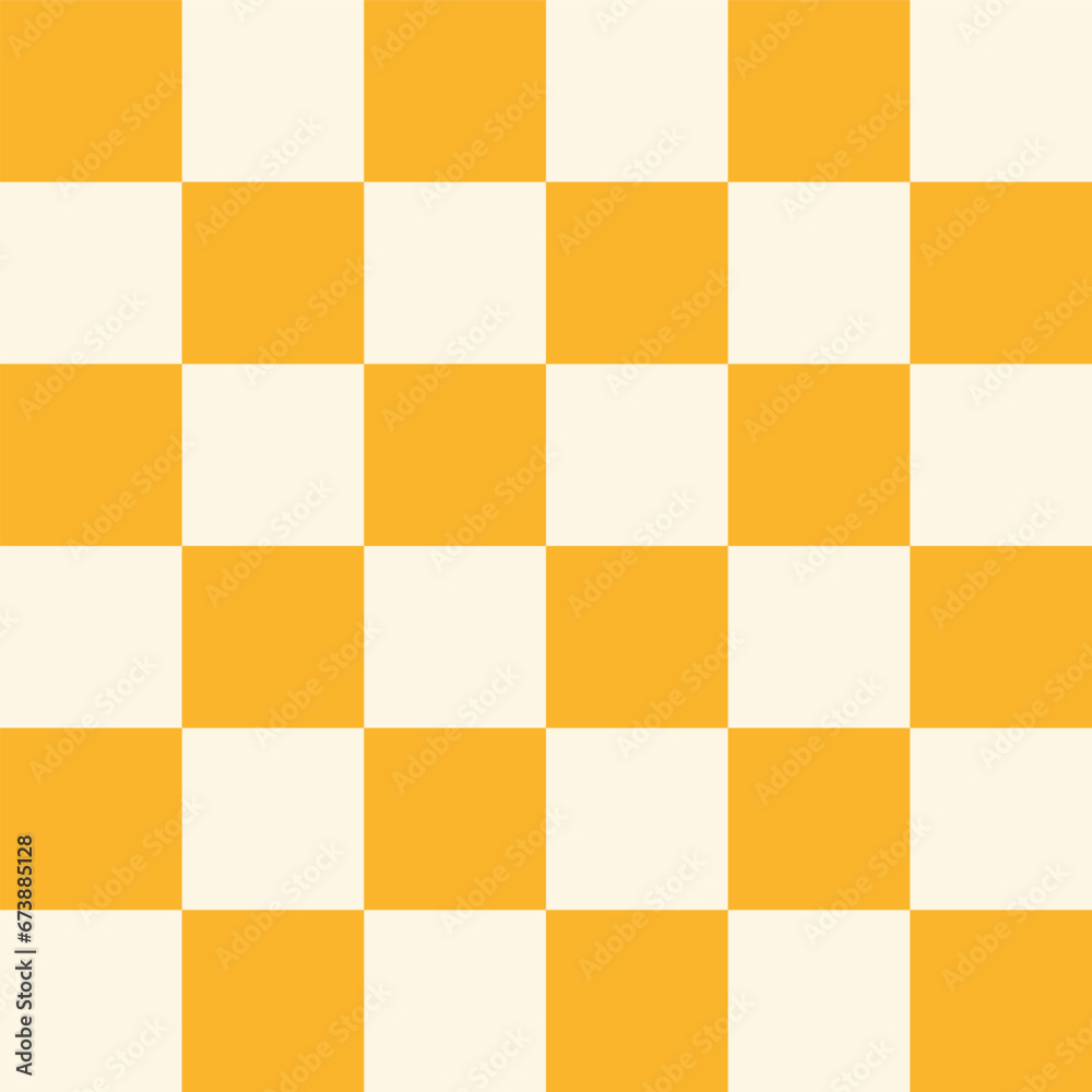 Seamless vector yellow and cream white checkerboard, chessboard pattern, great for scrapbook, textil