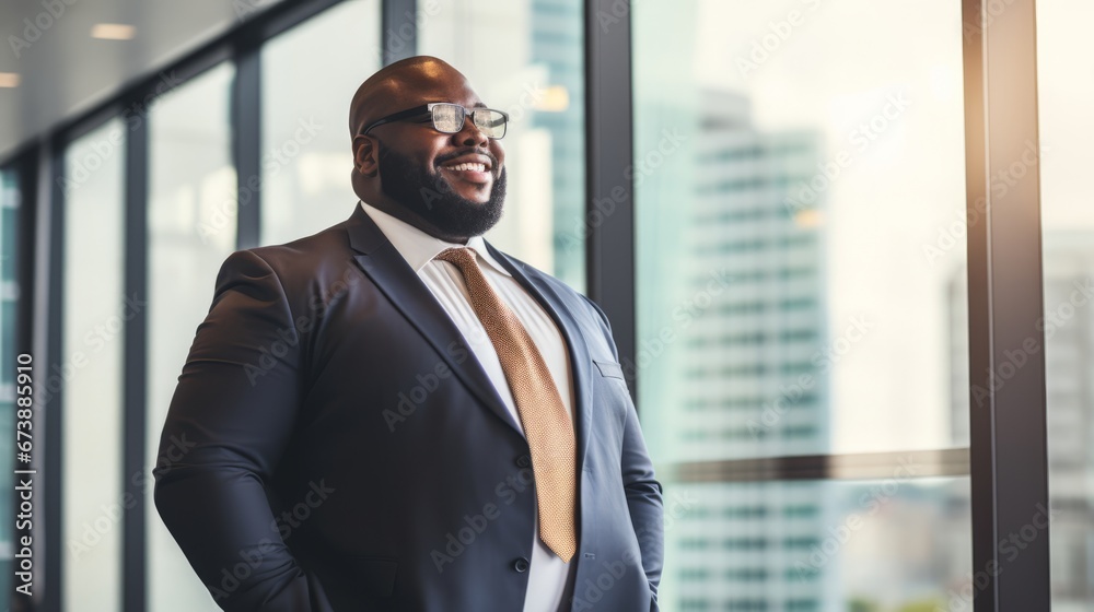Fototapeta premium Plussize manager encouraging innovative thinking