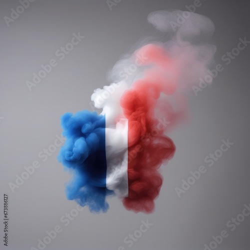 The flag of France. The flag of France made of smoke. On a gray background photo