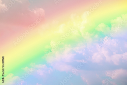 Beautiful rainbow with clouds and blue sky