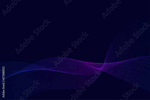 Abstract blue background with glowing wavy lines, blue purple gradient, modern technology style. Vector illustration.