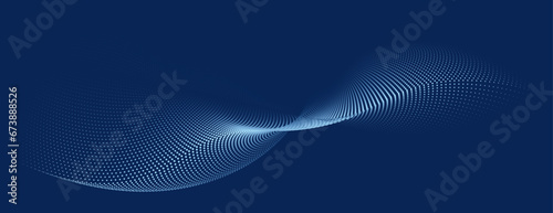 An abstract vector illustration, 3D curve formed by flowing dot particles against a blue background, designed to evoke a technology-themed ambiance.