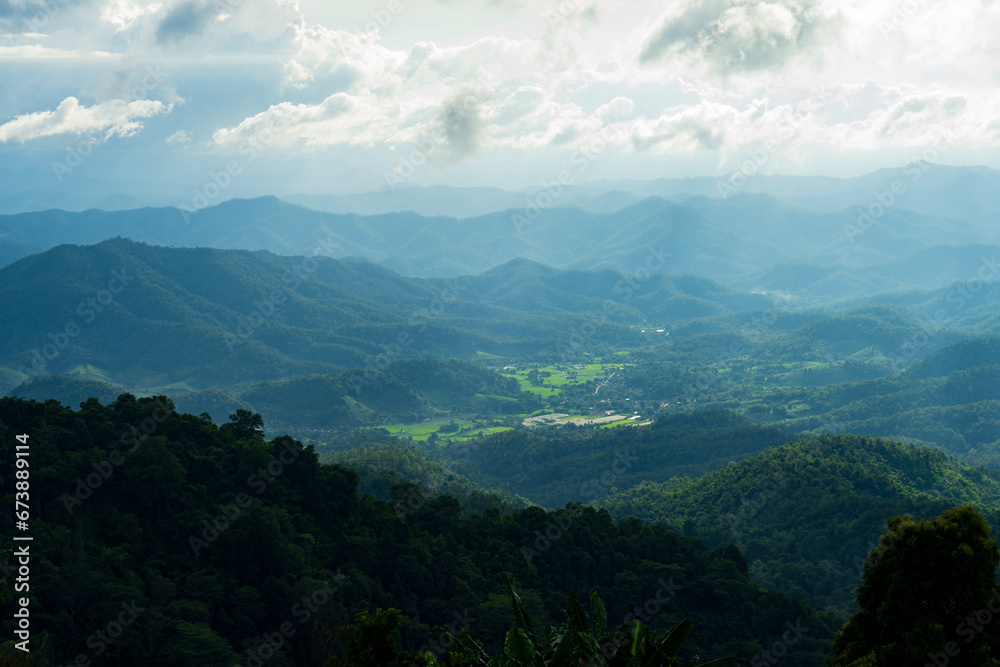 Blue sky with mountains view of nature cliff mountain landscape