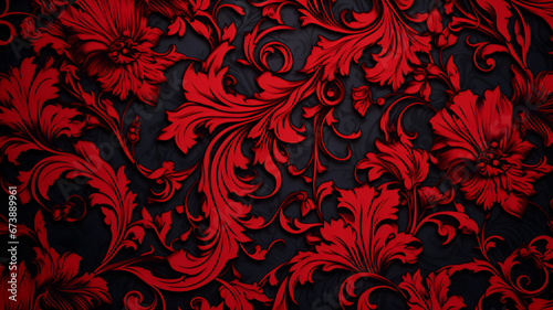 seamless pattern with red flowers | generative AI
