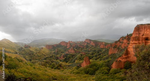 Landscape in Las M  dulas  Le  n. It is an ancient gold mine of roman empire  I and II century BC  in Spain and World Heritage 