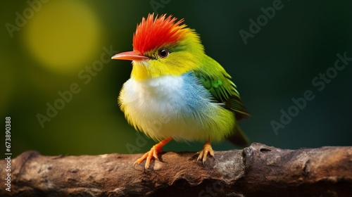 Bright Yellow Bird Perched on a Branch in Nature's Wildlife Sanctuary generated by AI tool  © Aqsa