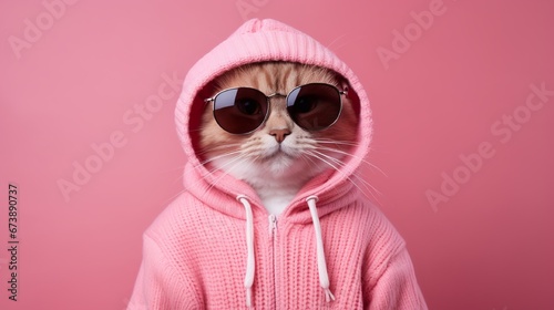 Pink Studio Portrait of Funny Pet with Glasses and Cute Nose generated by AI tool 