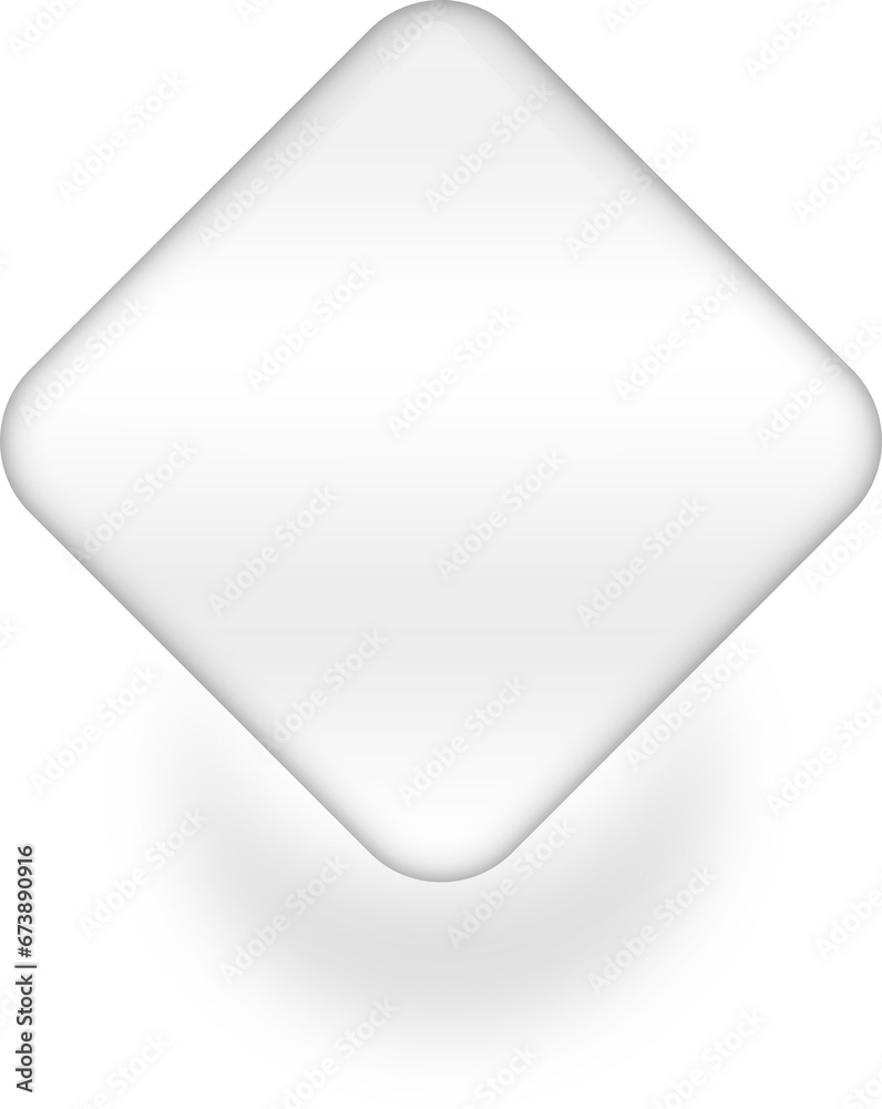 Rhombus neumorphic transparent glass button, Minimal button realistic shadow.
