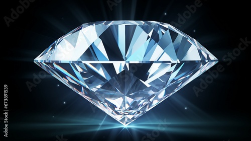 Diamond Gemstone Shining on White Background Luxury Jewelry Precious Stone