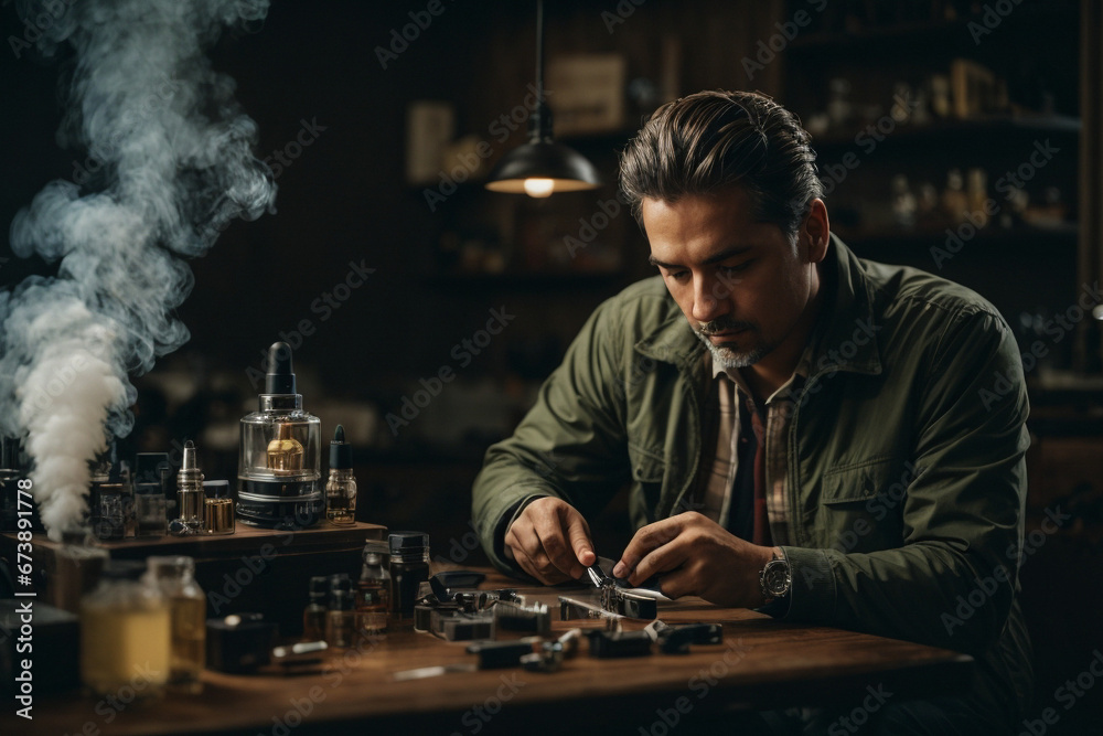 Man building a gadget Man building a gadget