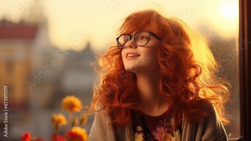 portrait of a woman , red hair woman.