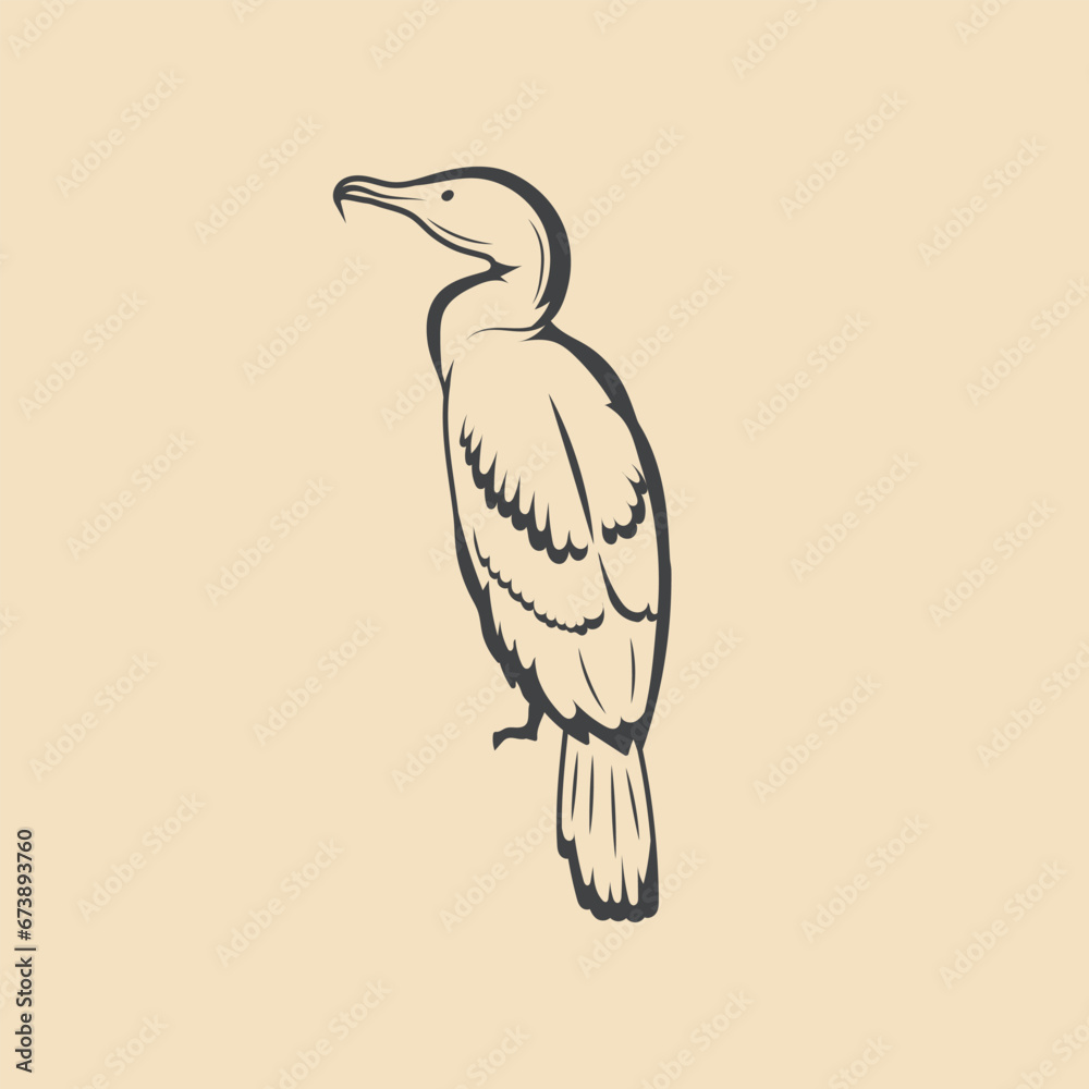 Retro cormorant Bird vector Stock Illustration Retro cormorant Bird vector Stock Illustration