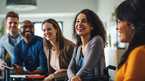 Smiling team of happy diverse multiracial business people