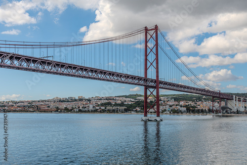 Ponte 25 de Abril over the river Tajo, Tejo, in Lisbon, Portugal