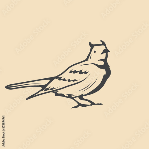 Retro lark Bird vector Stock Illustration