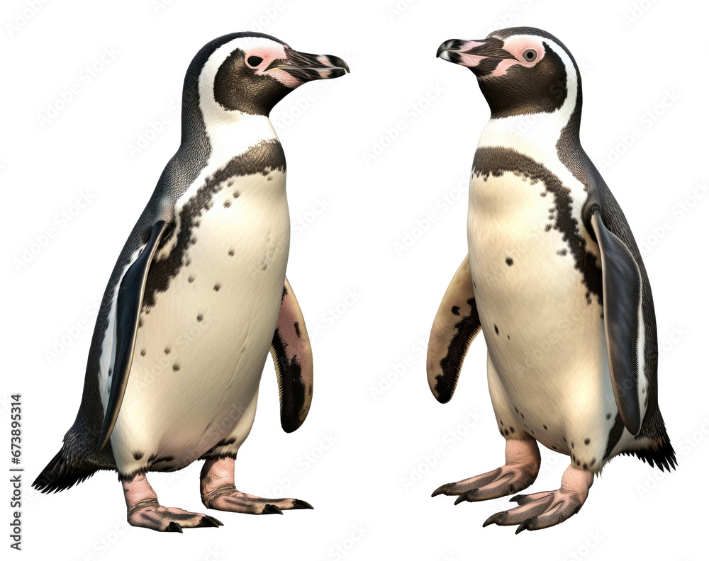 Fototapeta premium African penguin isolated on transparent or white background, PNG
