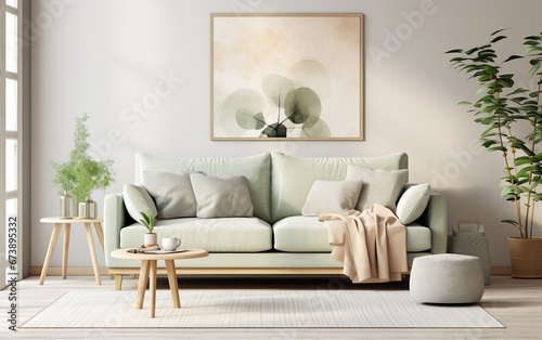 Stylish scandinavian living room interior with design © Stormstudio