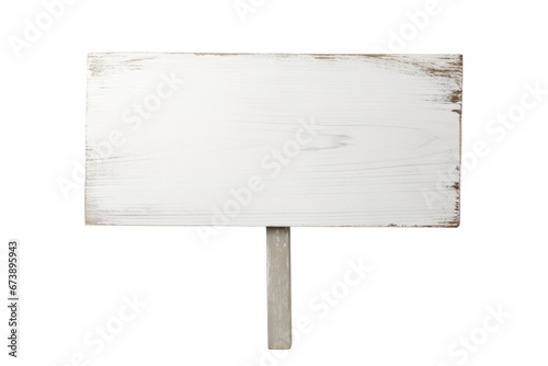 White wooden sign post isolated on transparent or white background, PNG photo