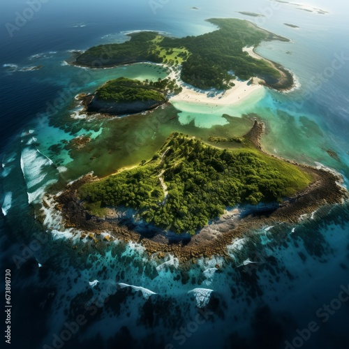 Coast as a background from top view. Turquoise water background from top view. Summer seascape from air. photo