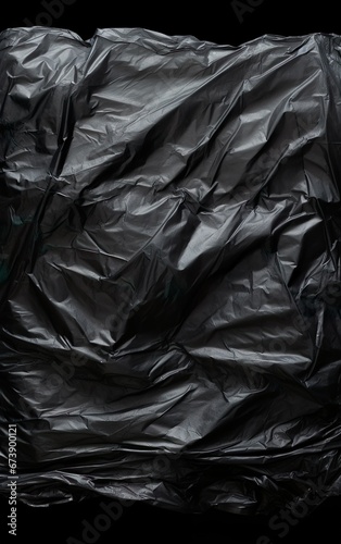 The texture of a wrinkled plastic package on a black background