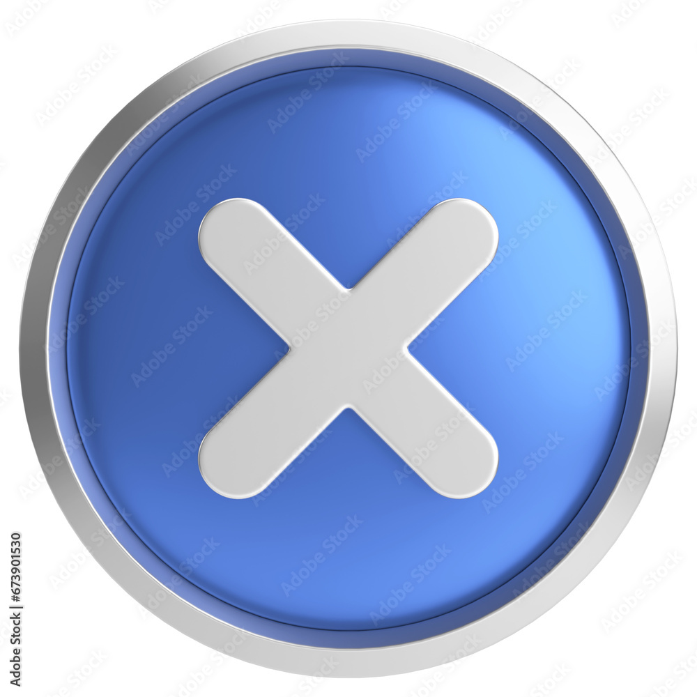 3D close button. Cross sign. 3D illustration. 3D close button. Cross sign. 3D illustration.
