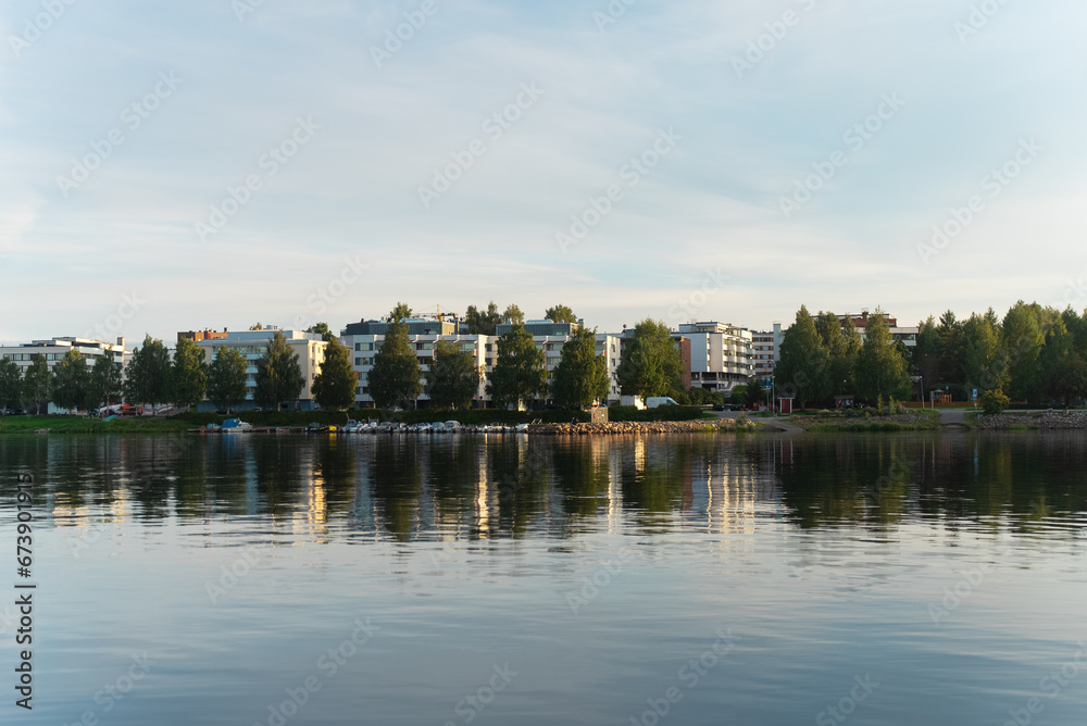 Obraz premium Arctic capital. Rovaniemi is a city and municipality in Finland. It is the administrative capital and commercial center of Finland's northernmost province of Lapland. Suomi. Journey north. 